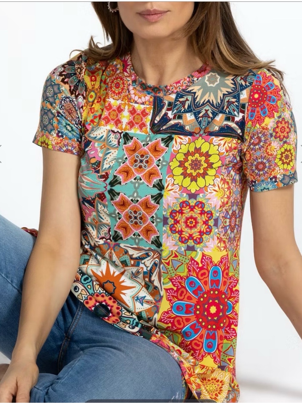JOHNNY WAS The Janie Favorite Short Sleeve Crew Neck Swing Tee  Women’s Small